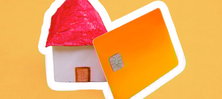 A small and beautiful house model concept, investment housing credit card