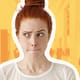 Indecisive red hair young woman