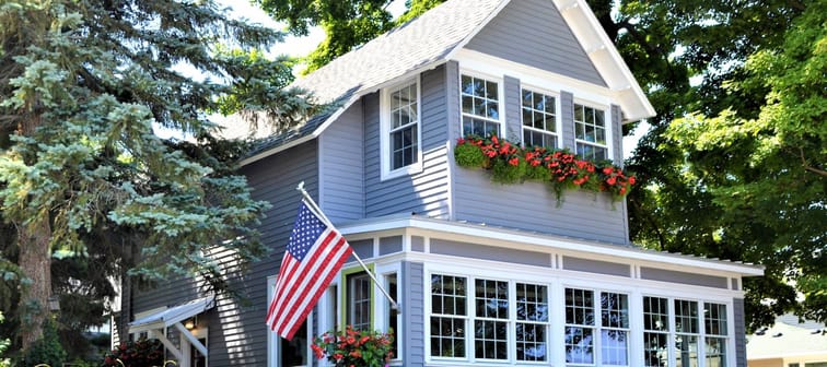 House with flag