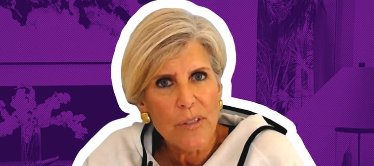 Suze Orman speaking during a video interview.
